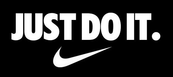 Black and white image of Nike logo and their slogan: "Just Do It."
