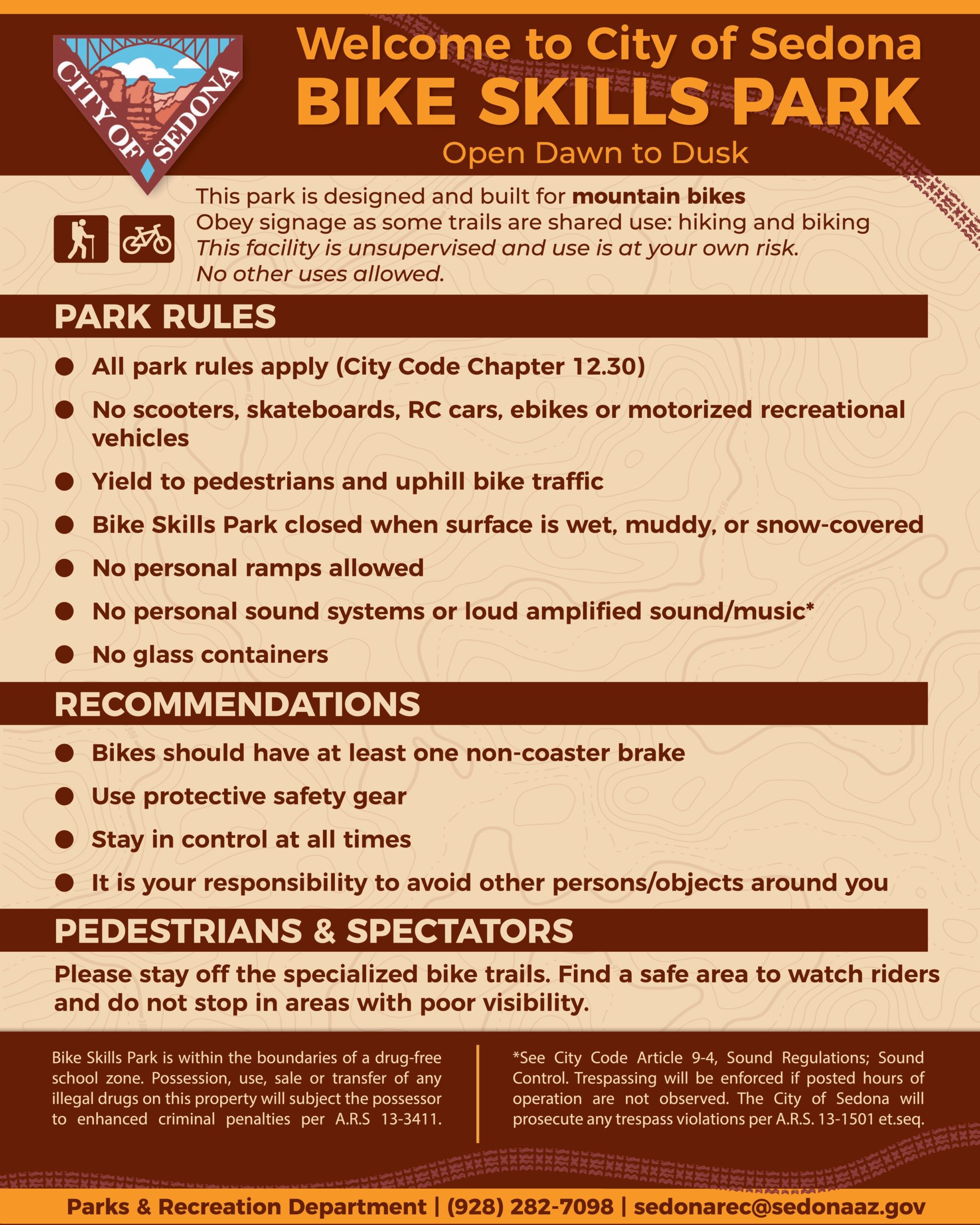 City of Sedona Bike Park Sign
