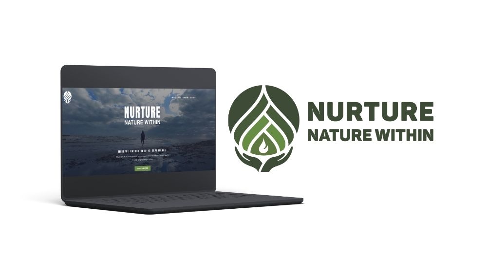 nurture nature within website shown on a lap top with company logo next to it
